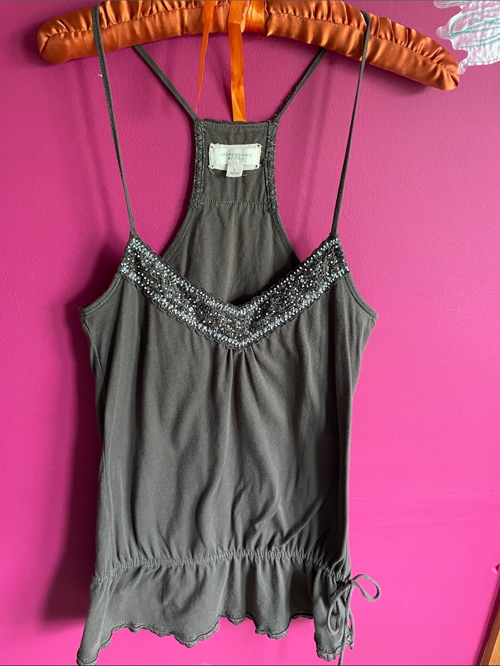 Vintage Abercrombie & Fitch Olive Green Beaded Racerback Camisole